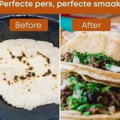 YUGN Tortilla Pers Roti Maker Hamburgerpers Inclusief 100 Stuks Bakpapier Vellen – Tortilla Maker Tortillapers Ook Als Wrap Taco En Hamburger Pers - Tortilla Press Veelzijdig En IJzersterk Gietijzer- Inclusief EBook - 19 CM Diameter - Vaderdag Cadeau -Tefal Shop 550x526 5