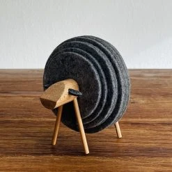 O.N. Der Zetter - Onderzetters Voor Glazen - Houten Schaap Met 12 Vilten Onderzetters - Met Houder - Rond - Grijs - Bruin - Hittebestendig - Decoratie - Housewarming - Coasters - Afscheid - Sinterklaas - Kado Verjaardag Cadeau - Man - Vrouw - 20 Euro -Tefal Shop 550x528 3