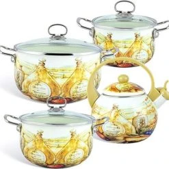 EDENBERG Edënbërg Enamel Line - 8-delige Luxe Emaille Pannenset