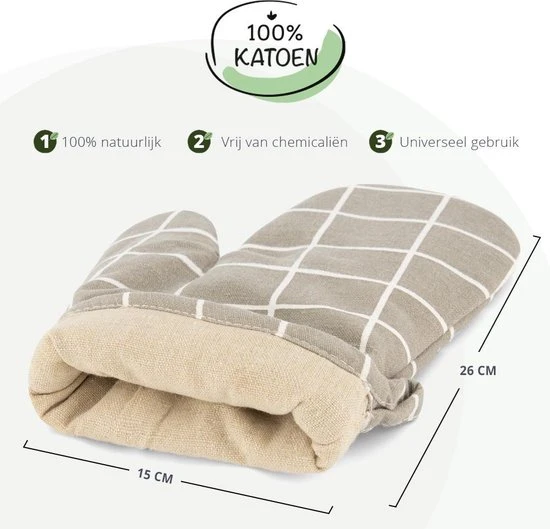 Sophie Nørdinn Ovenwanten Van Sophie Nordinn® - Ovenhandschoenen Lund (Raster Grijs) - Ovenwanten 2 Stuks - Katoen 4 Sophie Nørdinn Ovenwanten Van Sophie Nordinn® - Ovenhandschoenen Lund (Raster Grijs) - Ovenwanten 2 Stuks - Katoen - Afbeelding 2