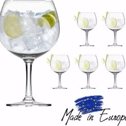 TEN® - Gin Tonic Glazen Van Hoogwaardig Kristal 700ml + 35 Cocktailrecepten - 6 Stuks - Duurzame Gin&Tonic Geschenkset - Gin Glazen - Cognac Glazen Set - Cocktail Pakket Cadeauset