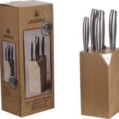 Laguiole Messenblok Met 5 RVS Koksmessen