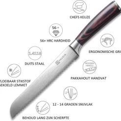 PAUDIN N4 Professioneel RVS Japans Broodmes En Banketmes 20 Cm - Scherp Kartelmes Gemaakt Van Hoogwaardig Roestvast Duits Carbonstaal - Damascus Patroon - Nu Extra Scherp Geprijst - Black Friday - Sint En Kerst -Tefal Shop 550x531 2