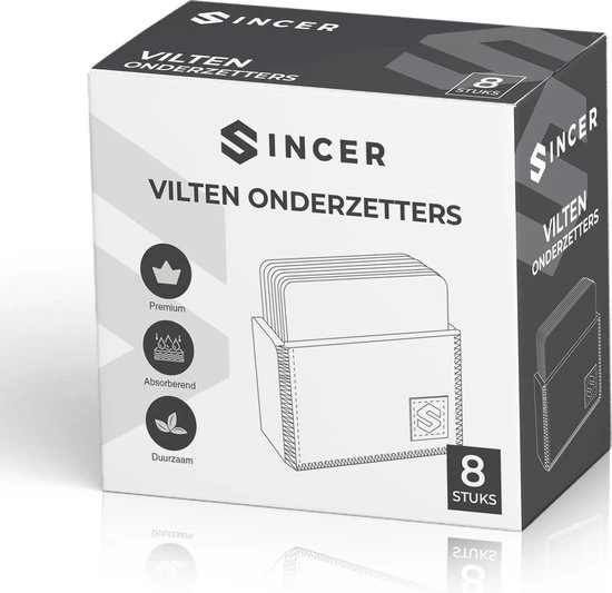 Sincer Vilten Onderzetters Voor Glazen Met Houder – Set Van 8 Vilten Onderzetters – Onderleggers - Premium Kwaliteit – Absorberend – Hittebestendig - Vierkant – Zwart/Grijs – Duurzaam/Milieuvriendelijk 7 Sincer Vilten Onderzetters Voor Glazen Met Houder – Set Van 8 Vilten Onderzetters – Onderleggers - Premium Kwaliteit – Absorberend – Hittebestendig - Vierkant – Zwart/Grijs – Duurzaam/Milieuvriendelijk - Afbeelding 5