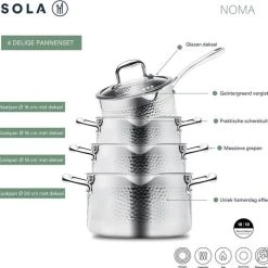 Sola Pannenset Noma - 4 Delig - Ø 16,16,18,20 Cm - Zilver - RVS - Sandwichbodem -Tefal Shop 550x534 3