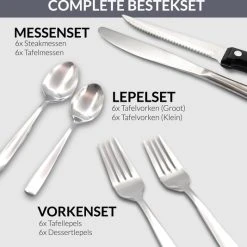 Master Knives 6 Persoons Bestekset (36-delig) - Lepels, Messen, Vorken & Steakmessen - Vaatwasserbestendig - Zilver / RVS -Tefal Shop 550x534 5