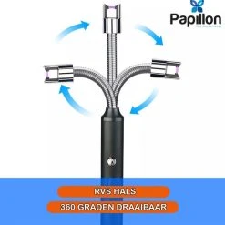 IFC Papillon Papillon - Lange Elektrisch Aansteker - USB Oplaadbaar - Flexibele Aansteker - Gasfornuis - Kaarsjes - BBQ - Zilver -Tefal Shop 550x534 6