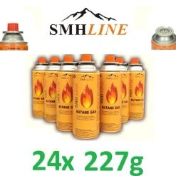 SMH LINE® - Kookstel Gasflessen - 24 Stuks 227g Butaan Gas Gasbus Navulling -Gaspatroon Butaan Gasbussen - Camping Kookstel Gasflessen 24x Gasbussen ( Voordeelverpakking)