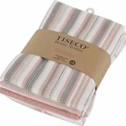 Tiseco Theedoeken Set Van 5 - Verschillende Patronen - 50x70 Cm - Roze