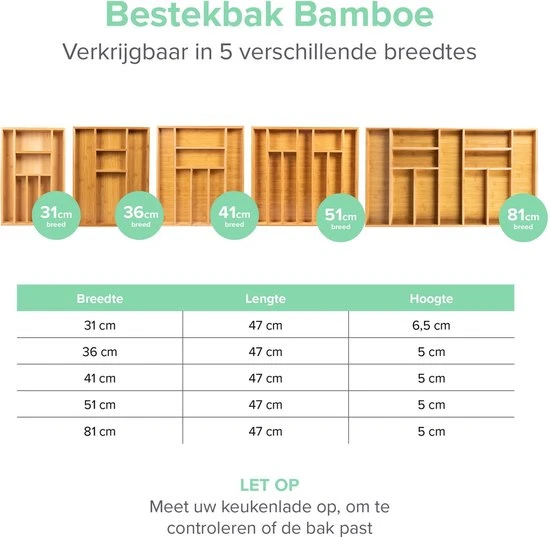 Grote Bestekbak Bamboe 81x47CM - Coninx Besteklade - Opbergbak - Duurzaam - Bamboe - Voor Laden Vanaf 47cm Diep 8 Grote Bestekbak Bamboe 81x47CM - Coninx Besteklade - Opbergbak - Duurzaam - Bamboe - Voor Laden Vanaf 47cm Diep - Afbeelding 6