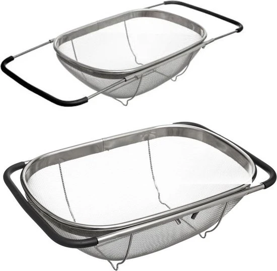 Merkloos Decopatent® RVS Keuken Vergiet / Zeef - Uitschuifbaar Van 36,7 Naar 54,5 - Pasta / Aardappels / Groente Afgieten - Gootsteen Zeef 3 Merkloos Decopatent® RVS Keuken Vergiet / Zeef - Uitschuifbaar Van 36,7 Naar 54,5 - Pasta / Aardappels / Groente Afgieten - Gootsteen Zeef