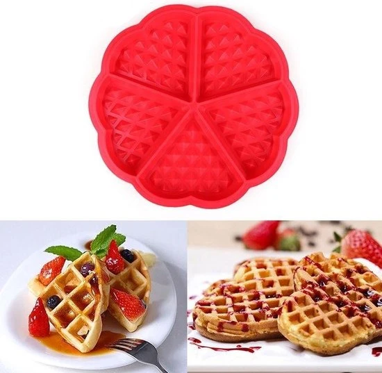 Shopdomain Hartvorm Siliconen Wafelvorm-Wafelijzer-bakkerij Gereedschappen Cake-Wafelijzer-5 Wafels - Rood 4 Shopdomain Hartvorm Siliconen Wafelvorm-Wafelijzer-bakkerij Gereedschappen Cake-Wafelijzer-5 Wafels - Rood - Afbeelding 2