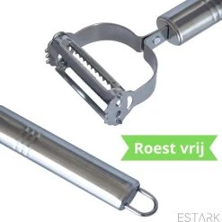 ESTARK® Dunschiller - Julienne & Groenteschiller - Groentesnijder - Uiensnijder - Spiraalsnijder - Juliennerasp - Juliennesnijder - Sliertensnijder - Multifunctionele Groenten Schiller Aardappel Schiller - Dunschiller RVS -Tefal Shop 550x540 8