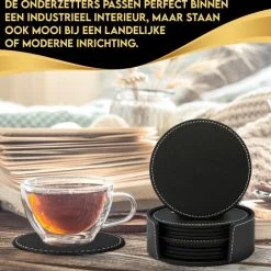 Vaja Trends Luxe Leren Onderzetters Voor Glazen - Met Houder - Set Van 10 - Zwart - Waterafstotend En Hittebestendig 15 Vaja Trends Luxe Leren Onderzetters Voor Glazen - Met Houder - Set Van 10 - Zwart - Waterafstotend En Hittebestendig -Tefal Shop 550x542 1