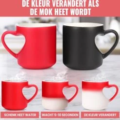 Malinsi Hart Mok - Hitte Kleur Veranderende Glazen - Rood 330ml - Liefde Mokken - Koffie En Thee Beker - Theeglazen - Koffiebeker - Koffiemok - Hartjes Koffiekopjes - Cadeau Voor Man & Vrouw - Sinterklaas & Kerst -Tefal Shop 550x543 5