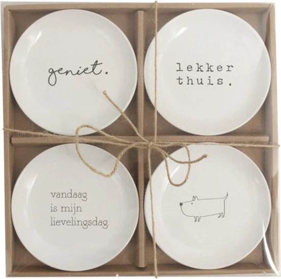 Gusta® Bord Set Van 4 Stuks ø15cm . Met Tekst Geniet / Lekker/ Vandaag Is Mijn Lievelingsdag /hondje Gusta 12 Gusta® Bord Set Van 4 Stuks ø15cm . Met Tekst Geniet / Lekker/ Vandaag Is Mijn Lievelingsdag /hondje Gusta - Afbeelding 10