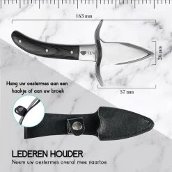 TEN® - Oestermes En Oesterhandschoenen Met Oesterhouder - 4-delige Oesterset + 50 Recepten EBook Kookboek - Schaaldiermes Met Lederen Houder - Oesterbreekmes Zwart - Oestermes En Handschoen -Tefal Shop 550x549 23