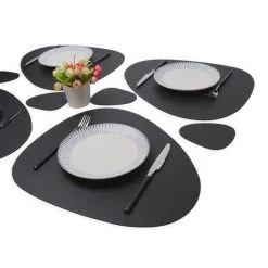 LUTCHOS Placemat Set - 12 Delig - Beautiful Black - Lederlook - Waterafstotend - Krasbestendig -Tefal Shop 550x549 8