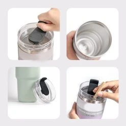 Merkloos Geïsoleerde Koffiebeker - (600ml) - Zwart - RVS Koffie Tumbler - Travel Mug Compact Thermosfles - Thermosbeker - Drinkfles - Dubbelwandige Reisfles - Spatwaterdicht Deksel - Herbruikbaar- Incl. 1 Rietje -Tefal Shop 550x550 1063