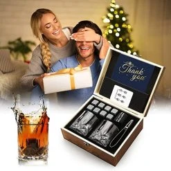 Olvy Whiskey Set Met 2 Whiskey Glazen En 8 Whiskey Stones - Incl. Opbergzakje, Onderzetters En Tang - Cadeauset - Luxe Whisky Set - Whiskey Glazen - Gift Set -Tefal Shop 550x550 118