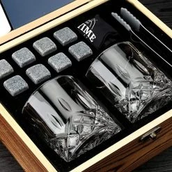 Olvy Whiskey Set Met 2 Whiskey Glazen En 8 Whiskey Stones - Incl. Opbergzakje, Onderzetters En Tang - Cadeauset - Luxe Whisky Set - Whiskey Glazen - Gift Set -Tefal Shop 550x550 119