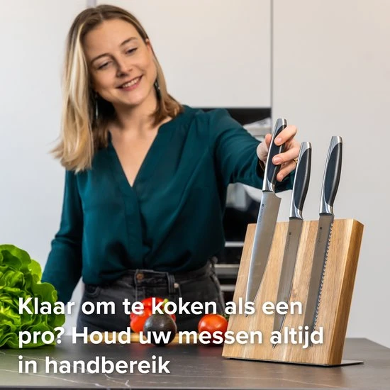 Coninx Quin Messenblok Magnetisch - Messenmagneet - Antislip - Messenhouder RVS / Acacia 5 Coninx Quin Messenblok Magnetisch - Messenmagneet - Antislip - Messenhouder RVS / Acacia - Afbeelding 3