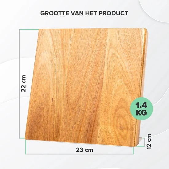 Coninx Quin Messenblok Magnetisch - Messenmagneet - Antislip - Messenhouder RVS / Acacia 12 Coninx Quin Messenblok Magnetisch - Messenmagneet - Antislip - Messenhouder RVS / Acacia - Afbeelding 10