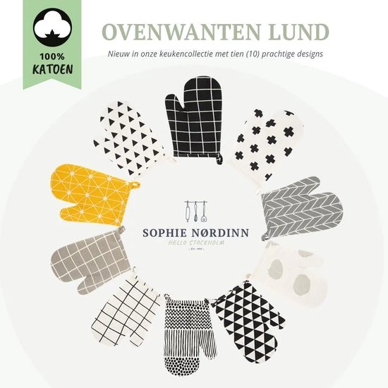 Sophie Nørdinn Ovenwanten Van Sophie Nordinn® - Ovenhandschoenen Lund (Raster Grijs) - Ovenwanten 2 Stuks - Katoen 5 Sophie Nørdinn Ovenwanten Van Sophie Nordinn® - Ovenhandschoenen Lund (Raster Grijs) - Ovenwanten 2 Stuks - Katoen - Afbeelding 3