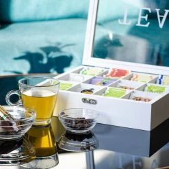 Fortecom Theekist Large - Witte Theedoos 12 Vaks - Echt Glas - Met Weerstandsscharnier - Niet Gevuld Met Thee -Tefal Shop 550x550 296