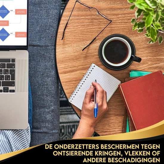 Vaja Trends Luxe Leren Onderzetters Voor Glazen - Met Houder - Set Van 10 - Zwart - Waterafstotend En Hittebestendig 5 Vaja Trends Luxe Leren Onderzetters Voor Glazen - Met Houder - Set Van 10 - Zwart - Waterafstotend En Hittebestendig - Afbeelding 3