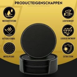 Vaja Trends Luxe Leren Onderzetters Voor Glazen - Met Houder - Set Van 10 - Zwart - Waterafstotend En Hittebestendig 21 Vaja Trends Luxe Leren Onderzetters Voor Glazen - Met Houder - Set Van 10 - Zwart - Waterafstotend En Hittebestendig -Tefal Shop 550x550 303