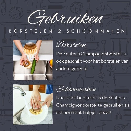 Keufens Champignonborstel | Paddenstoelborstel | Veegborstel | Aardappel Borstel | Champignonborsteltje | Bamboe 5 Keufens Champignonborstel | Paddenstoelborstel | Veegborstel | Aardappel Borstel | Champignonborsteltje | Bamboe - Afbeelding 3