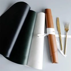 LUTCHOS Placemat Set - 12 Delig - Beautiful Black - Lederlook - Waterafstotend - Krasbestendig -Tefal Shop 550x550 357