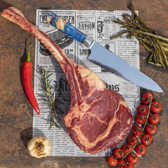 Shinrai Japan™ Shinrai Japan - Japans Koksmes 20 Cm - Koksmes - Damascus Mes - Epoxy Sapphire - Met Luxe Geschenkdoos 6 Shinrai Japan™ Shinrai Japan - Japans Koksmes 20 Cm - Koksmes - Damascus Mes - Epoxy Sapphire - Met Luxe Geschenkdoos - Afbeelding 4