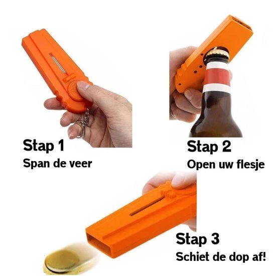 Merkloos Bierdopschieter - Bieropener - Oranje 4 Merkloos Bierdopschieter - Bieropener - Oranje - Afbeelding 2