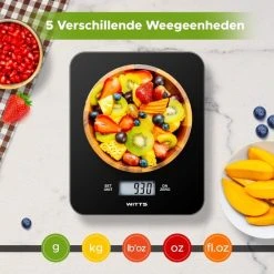 Witts Digitale Precisie Keuken Weegschaal – 1gr Tot 15 Kg – Tarra Functie – Elektrisch – Zwart -Tefal Shop 550x550 5
