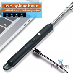IFC Papillon Papillon - Lange Elektrisch Aansteker - USB Oplaadbaar - Flexibele Aansteker - Gasfornuis - Kaarsjes - BBQ - Zilver -Tefal Shop 550x550 603