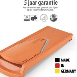 Börner Mandoline V3 Starter| 5-delige Set | 5 Snijdiktes | Geschikt Als Frietsnijder | BPA-vrij En Roestvrij | Oranje 16 Börner Mandoline V3 Starter| 5-delige Set | 5 Snijdiktes | Geschikt Als Frietsnijder | BPA-vrij En Roestvrij | Oranje -Tefal Shop 550x550 629