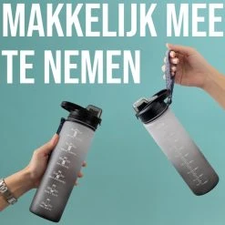 Merkloos Motivatie Drinkfles - Waterfles 1 Liter - Handige Drinktuit - Bidon 1L - BPA- & Lekvrij -Tefal Shop 550x550 63