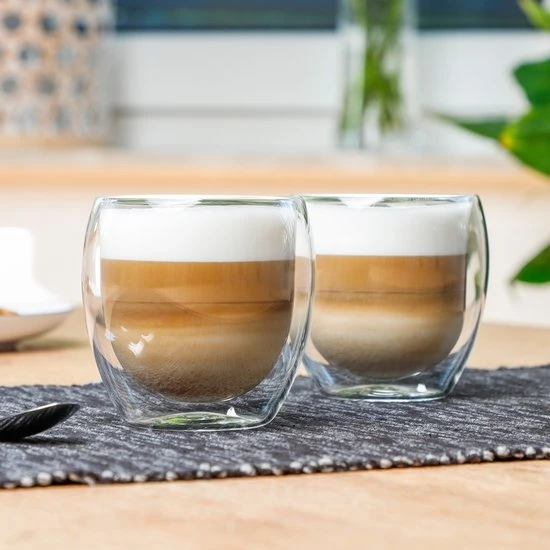 Hi Set Van 2x Stuks Dubbelwandige Koffieglazen/theeglazen 250 Ml - 25 Cl - Thee/koffie Drinken - Glazen Voor Thee En Koffie 4 Hi Set Van 2x Stuks Dubbelwandige Koffieglazen/theeglazen 250 Ml - 25 Cl - Thee/koffie Drinken - Glazen Voor Thee En Koffie - Afbeelding 2