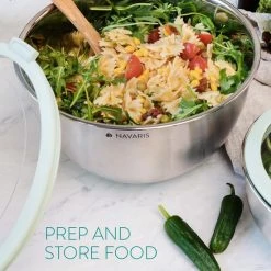 Navaris Roestvrijstalen Mengkom - Set Van 3 Kommen Met Deksel - Antislip Keukenschalen - Mintgroen -Tefal Shop 550x550 659