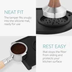 Navaris Koffie En Espresso Tamper - Koffiestamper Voor Het Aandrukken Van Gemalen Koffie - Inclusief Tampermat - Roestvrij Staal En Hout - Ø 51 Mm -Tefal Shop 550x550 681