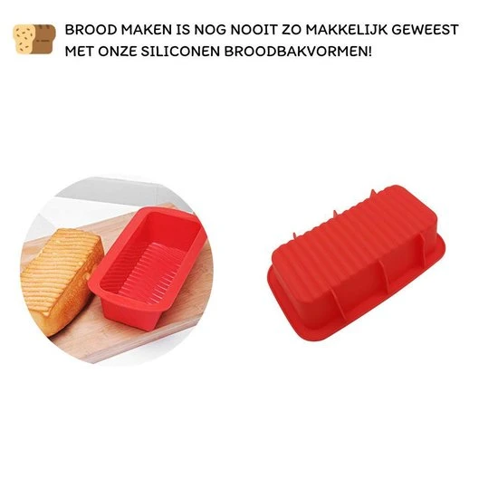 MaTotZo Siliconen Brood En Cake Bakvorm (2 Stuks) - Broodvorm - Broodbakvorm - Zelf Brood Bakken - Anti Aanbak Bakvormen - Rood 5 MaTotZo Siliconen Brood En Cake Bakvorm (2 Stuks) - Broodvorm - Broodbakvorm - Zelf Brood Bakken - Anti Aanbak Bakvormen - Rood - Afbeelding 3