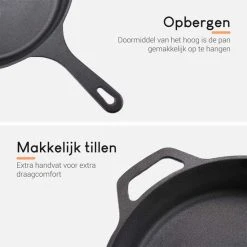 Ocina – Gietijzeren Pan – ø30,5cm - Skillet - Koekenpan – Hapjespan – Koekenpan Inductie – Koekenpannenset - Gietijzeren Pan Bbq - Gietijzer -Tefal Shop 550x550 709