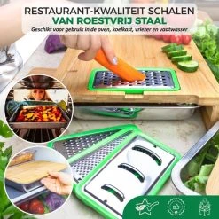 Ecowize 3-in-1 Bamboe Snijplank Met Opvangbak - Snijplank Hout Incl. 3 Roestvrijstalen Opvangbakjes Met Bamboe Deksel, 4 Inzetbare Raspen - Groentesnijder, Hakblok, Borrelplank, Tapasplank, Broodplank - 40x30cm - Duurzaam Cadeau -Tefal Shop 550x550 769