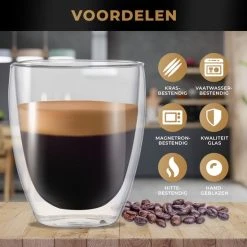 RoyalGoods® Dubbelwandige Glazen – Koffieglazen - Theeglazen – 350ML – 2 Stuks – Cappuccino Glazen - Latte Macchiato Glazen -Tefal Shop 550x550 774