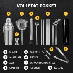 Cocktail Shaker Set Van Daleys Bars - 20 Delige Cocktailset - Robuuste Horecakwaliteit - 550 ML - Inclusief Nederlandstalig Receptenboek - Luxe Cadeauverpakking Man/vrouw - Professionele Cocktailshaker - RVS (304 Stainless Steel)- GRATIS RVS RIETJES -Tefal Shop 550x550 782