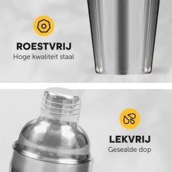 Cocktail Shaker Set Van Daleys Bars - 20 Delige Cocktailset - Robuuste Horecakwaliteit - 550 ML - Inclusief Nederlandstalig Receptenboek - Luxe Cadeauverpakking Man/vrouw - Professionele Cocktailshaker - RVS (304 Stainless Steel)- GRATIS RVS RIETJES -Tefal Shop 550x550 783