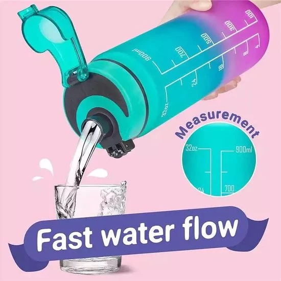 Merkloos Molly's® Drinkfles - Luxe Drinkfles - Water Bottle - Waterfles 1 Liter - Bidon- Motivatie Drinkfles Roze/Blauw - BLACK FRIDAY 2022 5 Merkloos Molly's® Drinkfles - Luxe Drinkfles - Water Bottle - Waterfles 1 Liter - Bidon- Motivatie Drinkfles Roze/Blauw - BLACK FRIDAY 2022 - Afbeelding 3