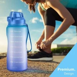 FLOOQ - Waterfles - Drinkfles - Bidon - Sportdrankfles - Grote Waterfles - Rietje - 2 Liter - Lekvrij - Tijdsmarkering - Motivatie Waterfles - Blauw -Tefal Shop 550x550 881